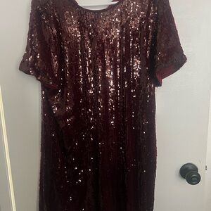 Nine West Burgundy Sequin Dress